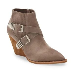 NEW • Jeffrey Campbell • Texan Ankle Western Style Bootie Suede Taupe Brown